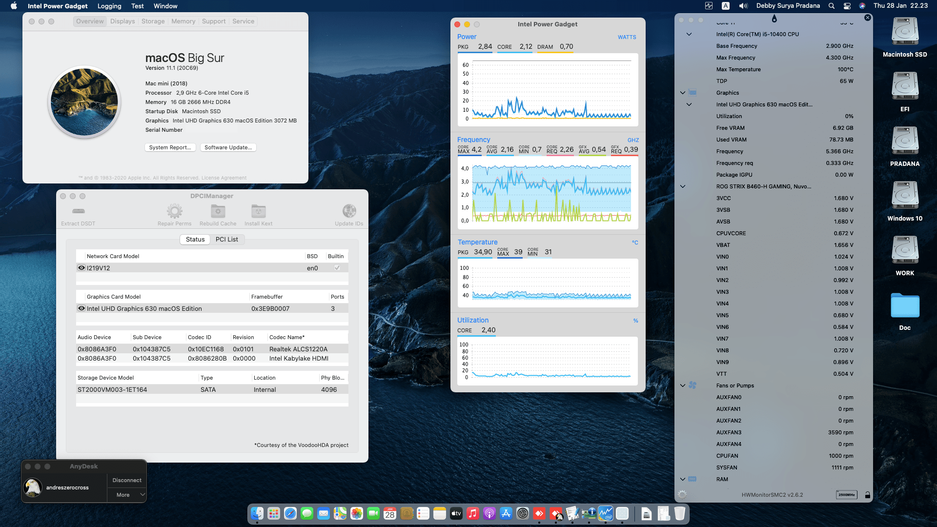 Success Hackintosh macOS Big Sur 11.1 Build 20C69 in Asus ROG Strix B460-H Gaming + Intel Core i5 10400